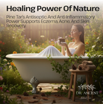 Woman in a bathtub surrounded by nature with promotional text for Dr. Ancient's product.