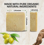 A bar of pale yellow soap shown in two sizes with dimension labels: a larger square bar marked 2.76 inches by 2.