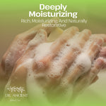 Hands with soap suds and 'Dr. Ancient' branding on a green background